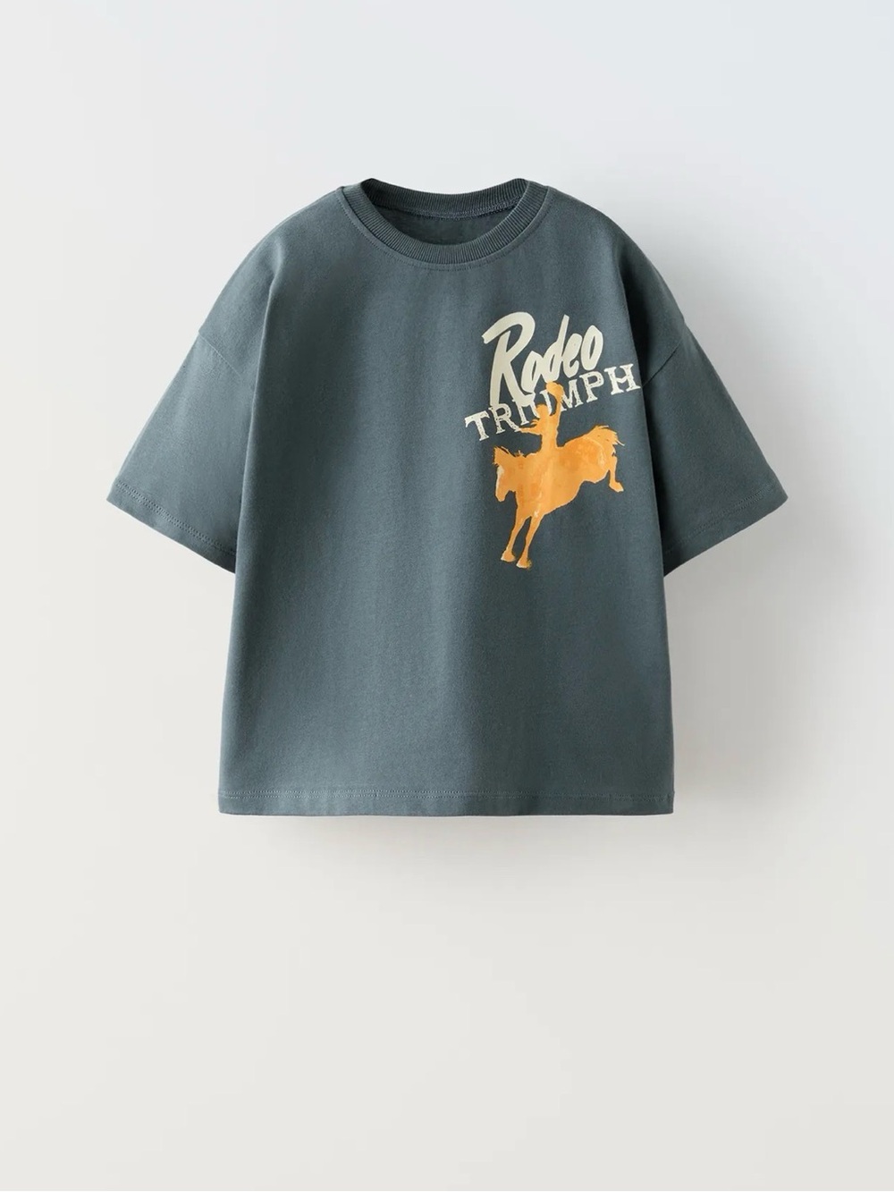 Western Rodeo Graphic Tee for Kids - Charcoal Green
